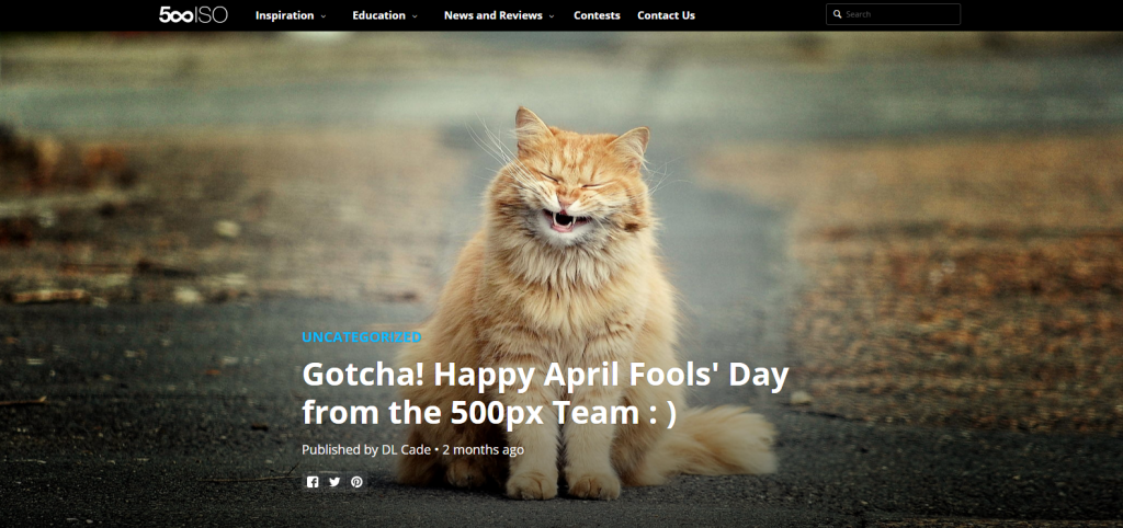 "Te pegamos! Feliz 1º de Abril do time 500px :)"