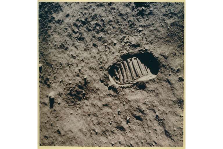 A pegada de Buzz Aldrin no solo lunar, 31 de julho de 1969 | Foto: NASA/Divulgação
