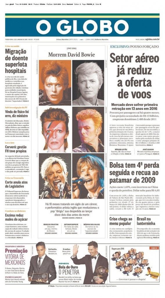 A capa do jornal O Globo