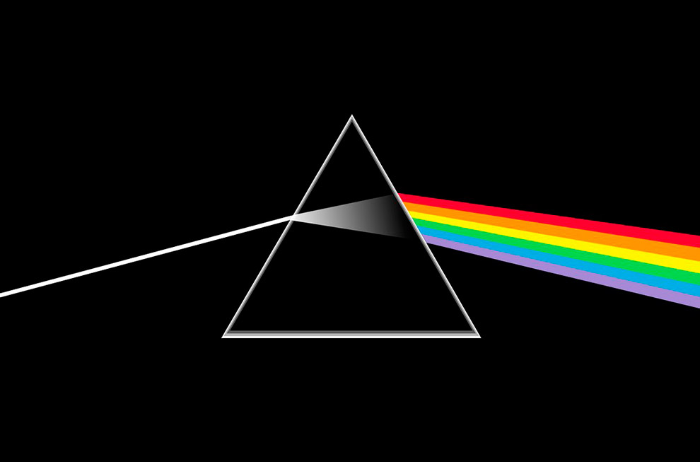 "É a dispersão que causa a separação da luz branca em suas componentes coloridas que vemos no prisma de Newton, na capa do Dark Side of the Moon do Pink Floyd e no arco-íris caseiro de Descartes", explica Edgar Moura