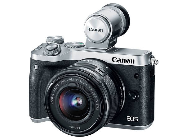 O novo visor montado em uma Canon EOS M6 prata