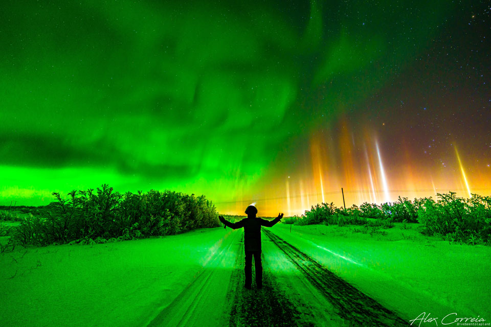 Autorretrato: fotógrafo brasileiro faz captura espetacular da Aurora Boreal e pilares de luz na Noruega