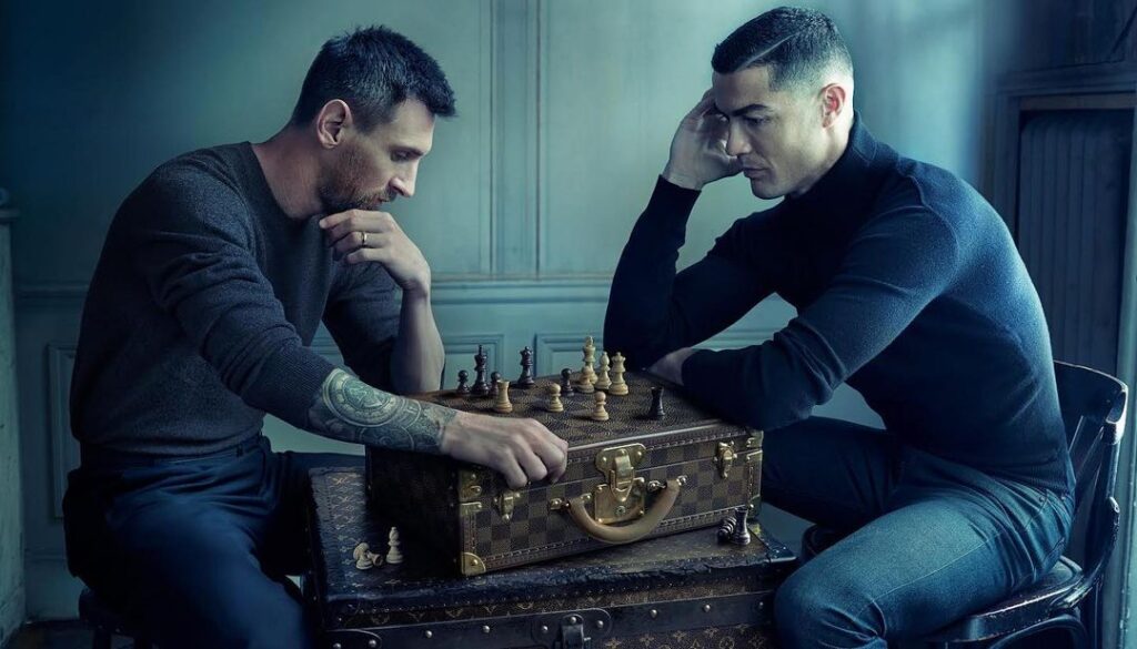 Foto Cristiano Ronaldo e Messi para Louis Vuitton