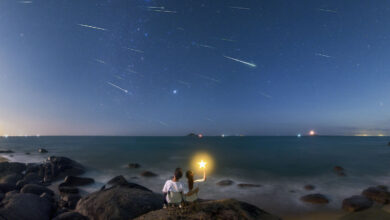 Fotógrafo captura imagem espetacular de chuva de meteoros