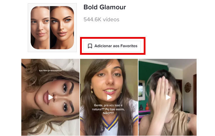 filtro Bold Glamour do TikTok