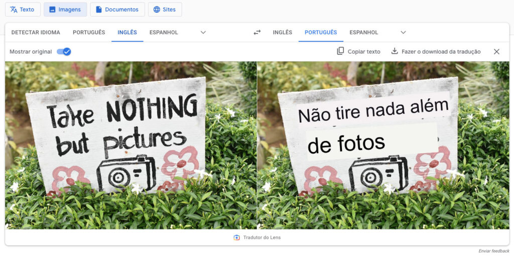 Como traduzir o texto em fotos no Google Tradutor?