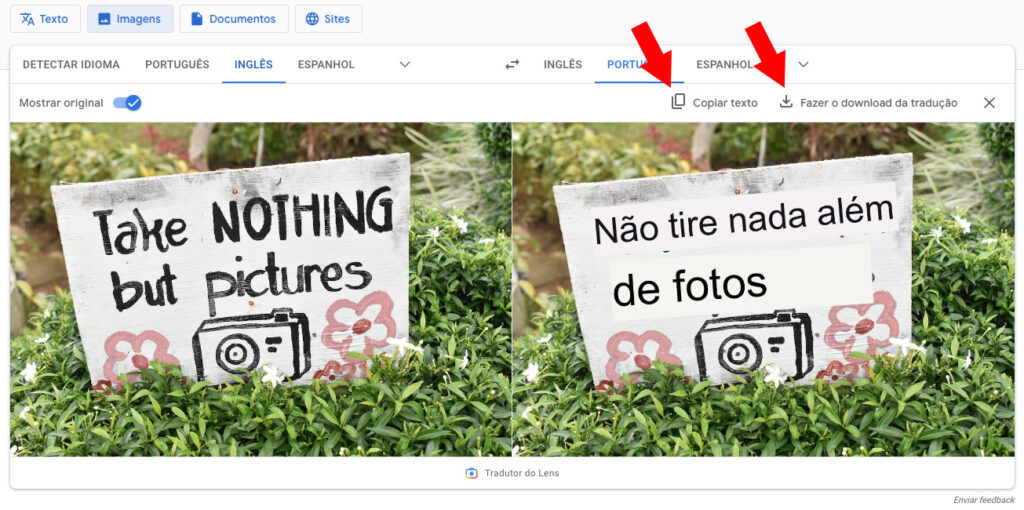 Como traduzir o texto em fotos no Google Tradutor?