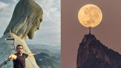 Como fotógrafo fez a foto perfeita do Cristo Redentor segurando a lua