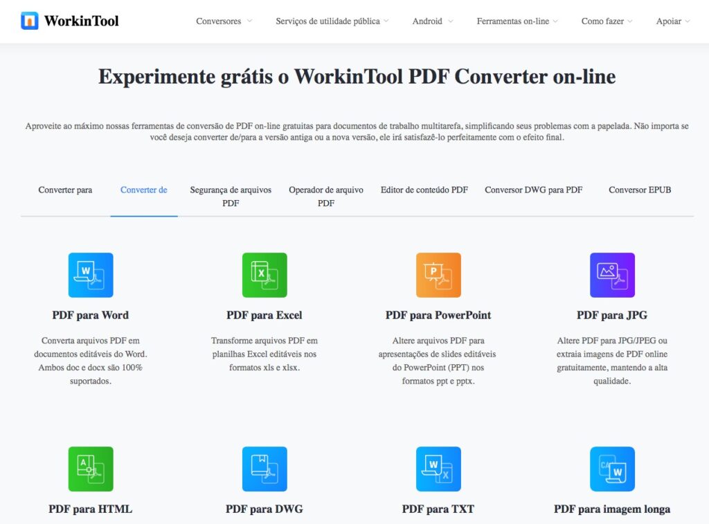 WorkinTool PDF Converter: uma poderosa ferramenta para converter arquivos em PDF